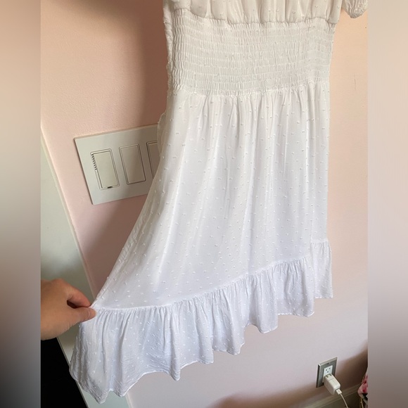 Express Clip Dot Ruffle (Faux) Wrap Dress | White/XS - Picture 7 of 16